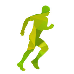 Abstract green geometrical vector runner