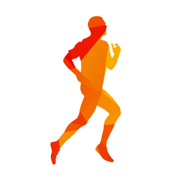 Abstract geometrical orange running man