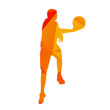 Abstract orange basketball player