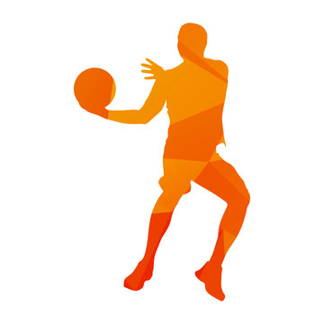 Abstract orange geometrical vector basketball player