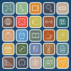 Application line flat icons on blue background. Set 2