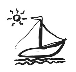doodle sailboat on waves