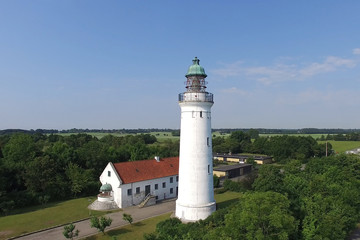 Aerial view of Stevns lighthouse, Denmark