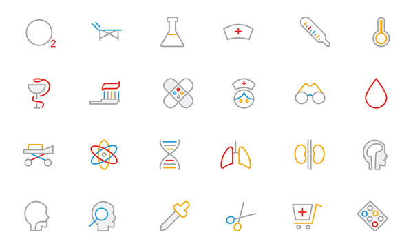 Medical Colored Outline Vector Icons 2
