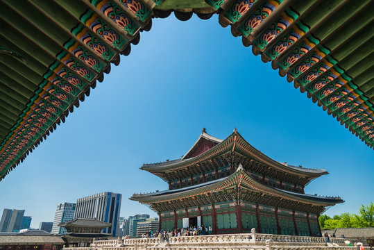 Geunjeongjeon building in Gyeongbokgung Palace in Seoul South Korea