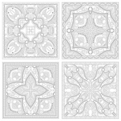 unique coloring book square page set for adults