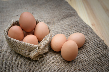 eggs on wood background