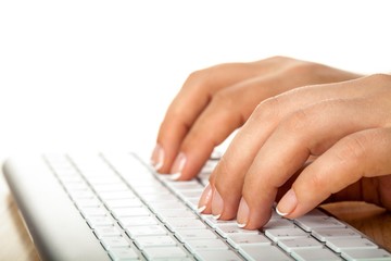 Computer Keyboard, on, Human Hand.