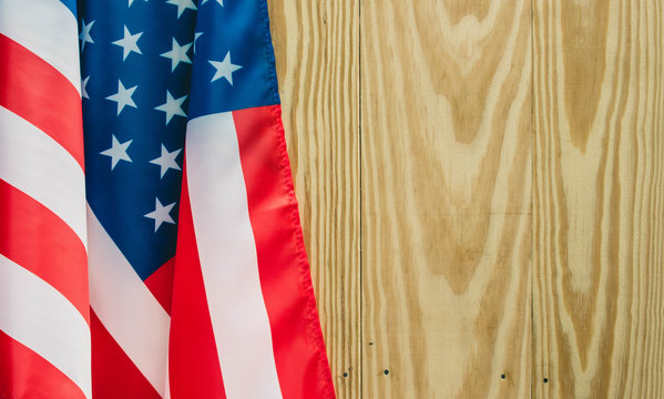 independence day 4 JULY america flag on wood background Filtered