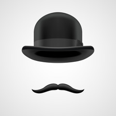 wealthy gentleman with moustaches and bowler hat