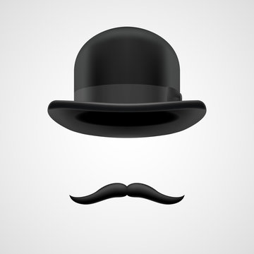wealthy gentleman with moustaches and bowler hat