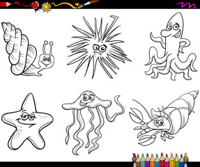 sea life animals cartoon coloring page