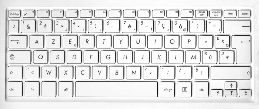 Close up of a white french azerty computer keyboard background Stock Photo  | Adobe Stock