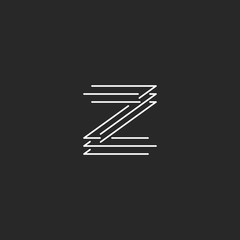 Letter Z logo modern monogram, black and white thin line mockup business card - obrazy, fototapety, plakaty