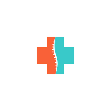 Abstract spine logo, medical cross orthopedic spinal icon