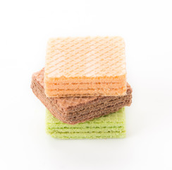 colorful wafer on white background