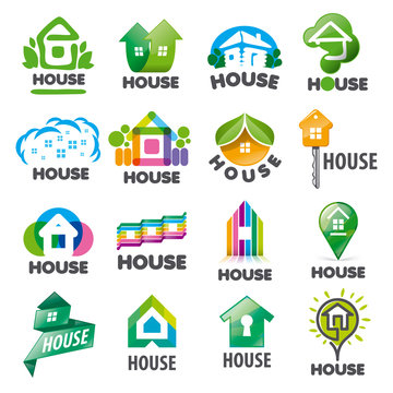 large set of vector logos homes
