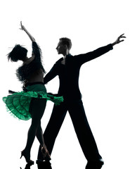 Fototapeta premium elegant couple dancers dancing silhouette