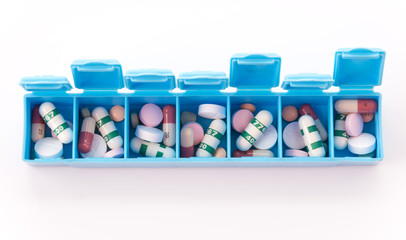 diferent Tablets pills capsule heap mix therapy drugs doctor flu