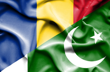 Obraz premium Waving flag of Pakistan and Romania