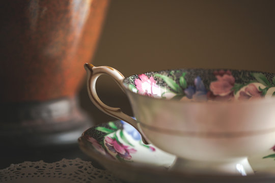 Teacup on table