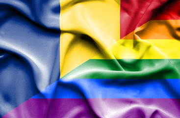 Waving flag of Pride and Romania