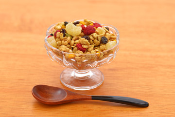 朝食　フルーツグラノーラ