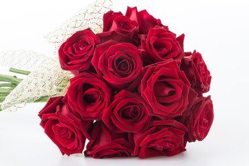 red rose bouquet on white background