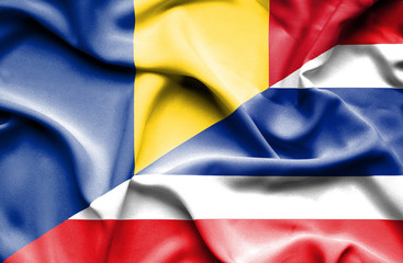 Waving flag of Thailand and Romania