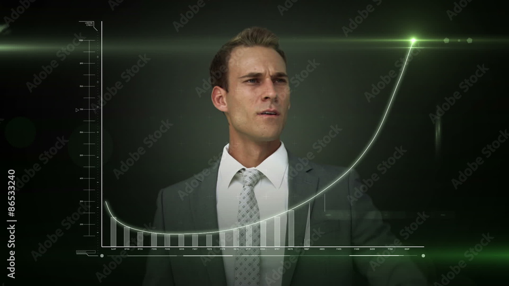 Poster A businessman using a digital interface  