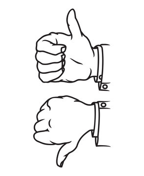 Thumb up and down gesture icon