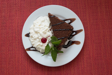 Directly above shot of chocolate desert