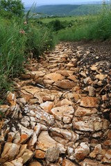 Erosion of a soil due to the flow of the stream rainwater