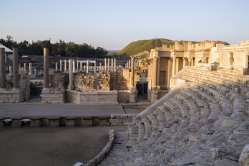 Fragment of Romans Amphiteatron ruins in  Beit She'an (Scythopolis), Israel