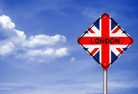 British road sign with the letters for LONDON