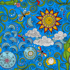 vector seamless color floral pattern