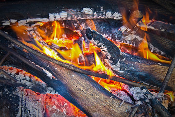 burning a small fire close up