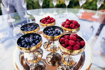 blueberry and raspberry in dessert cup