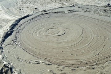 Fototapeta na wymiar Mud volcano refers to formations created by geo-exuded slurries and gases.