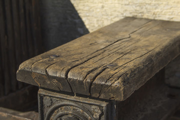  old wooden bench in the park