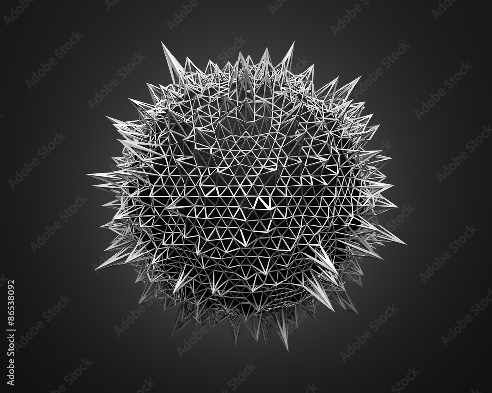 Poster rendering of sphere with chaotic structure.