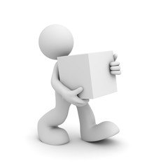 character carrying blank box