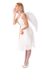 Beautiful young angel telling something