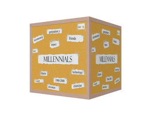 Millennials 3D Corkboard Word Concept