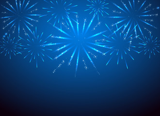 Sparkle fireworks on blue background