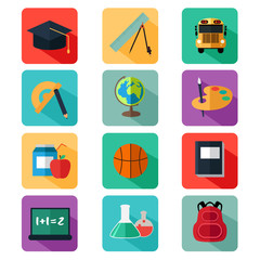 Flat Design Education Icons