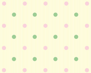 yellow background with pink and green circles