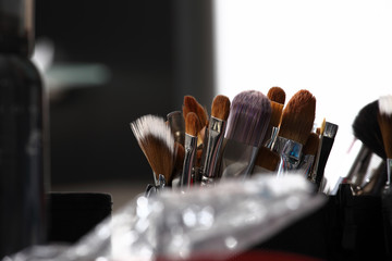 makeup brushes, closeup