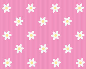 pink background with white flowers print