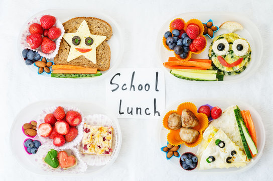 school lunch boxes for kids with food in the form of funny faces
